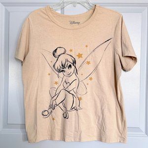 DISNEY Tinkerbell Beige Cream Tee Size Large EUC